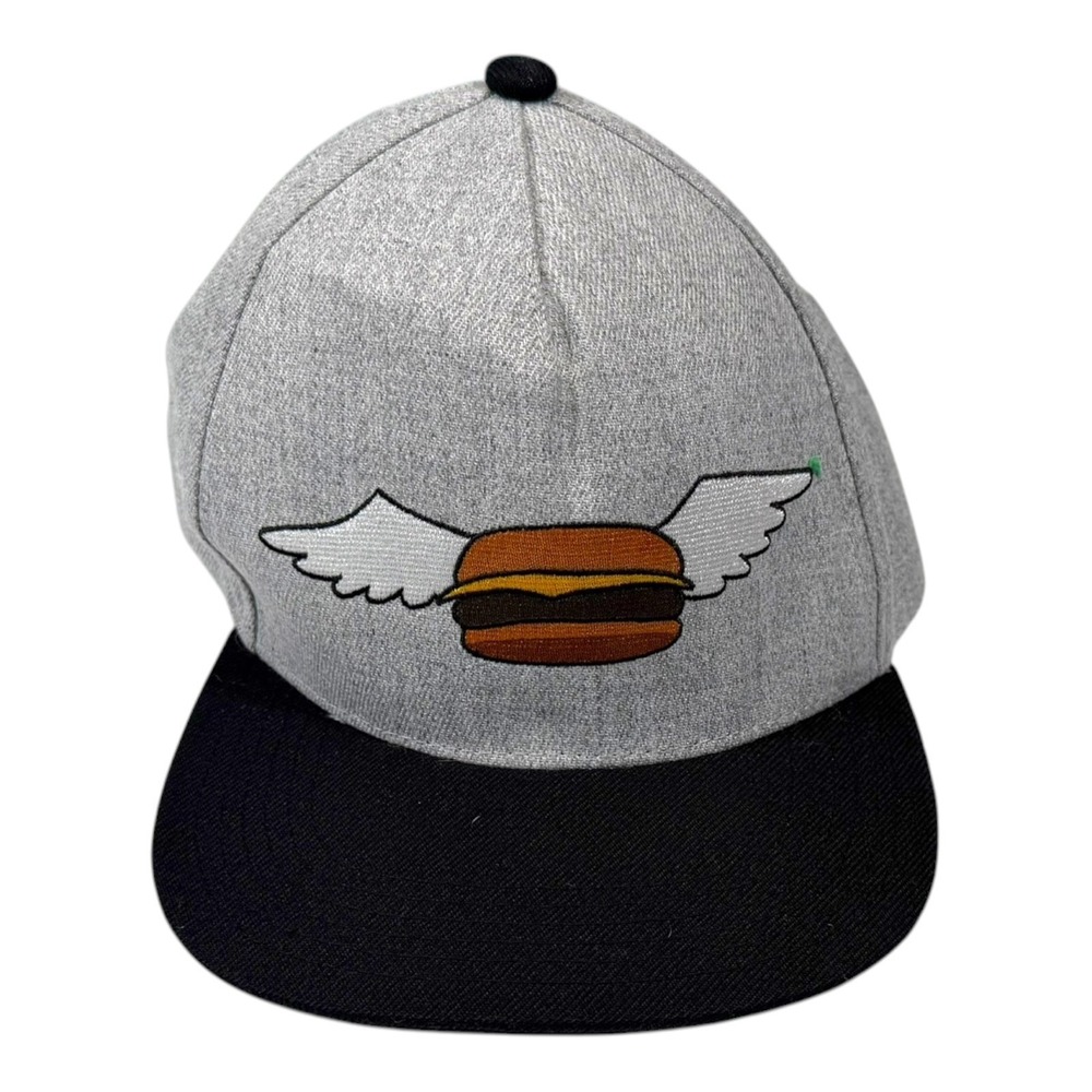Bobs Burgers OS Grey Black Snapback Hat Flying Burger Logo 2018 Pop Culture Cap